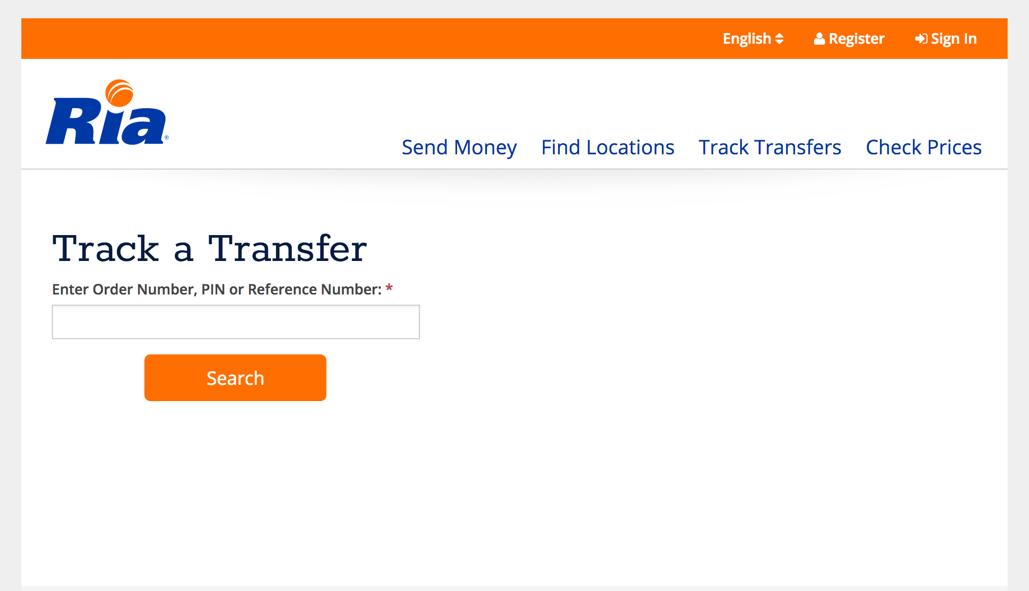 Sample tracking page for RIA.