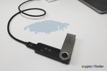 Image: Frank Corva/Finder Ledger Nano S Plus plugged into laptop