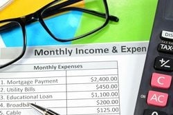 budget calculator glasses and pen